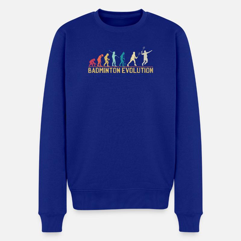 Badminton Evolution Timeline Design - Men's Premium Organic Jumper - royal blue