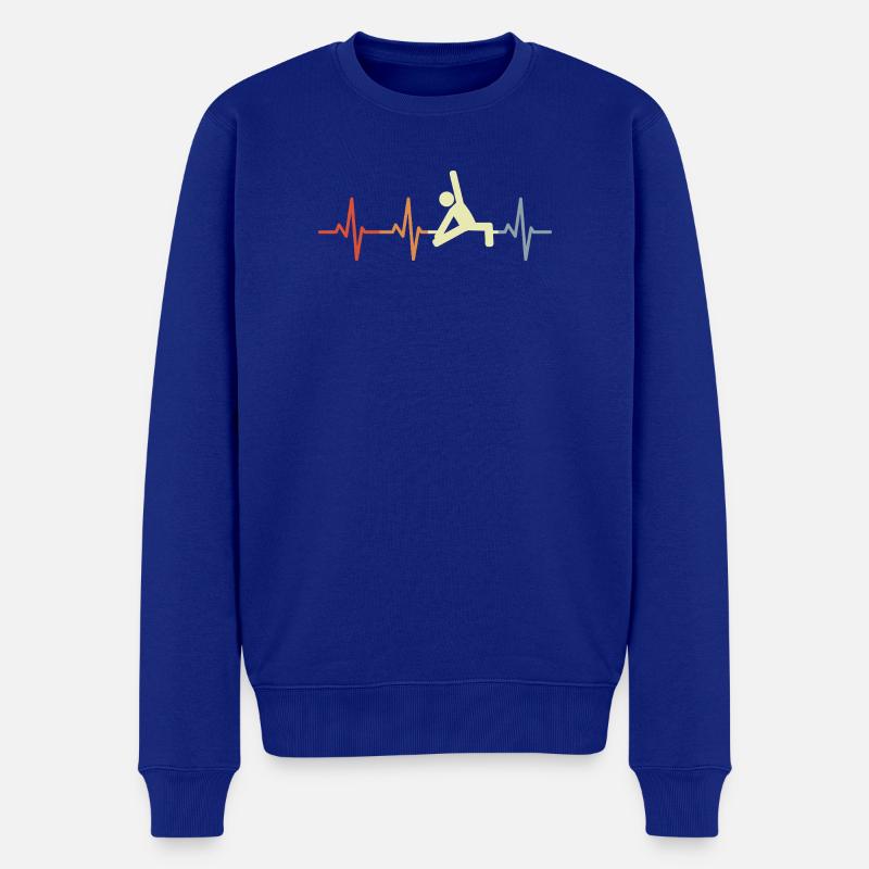Yoga ECG Battement de cœur - Pull Premium bio Homme - bleu roi