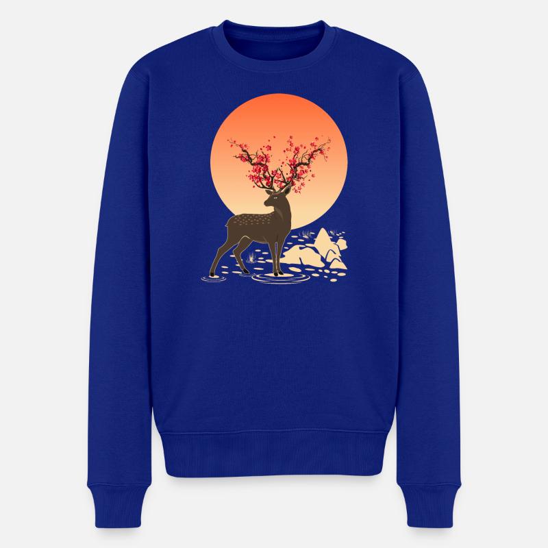 Hirschgeist | Schützen Sie Sika Hirsche - Männer Premium Bio Pullover - Royalblau