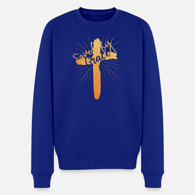 Saved by Grace - Männer Premium Bio Pullover - Royalblau