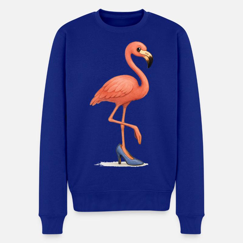 Lustiger Flamingo im Stöckelschuh - Männer Premium Bio Pullover - Royalblau