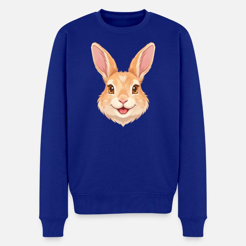Niedliches, fröhliches Cartoon-Hasengesicht - Männer Premium Bio Pullover - Royalblau