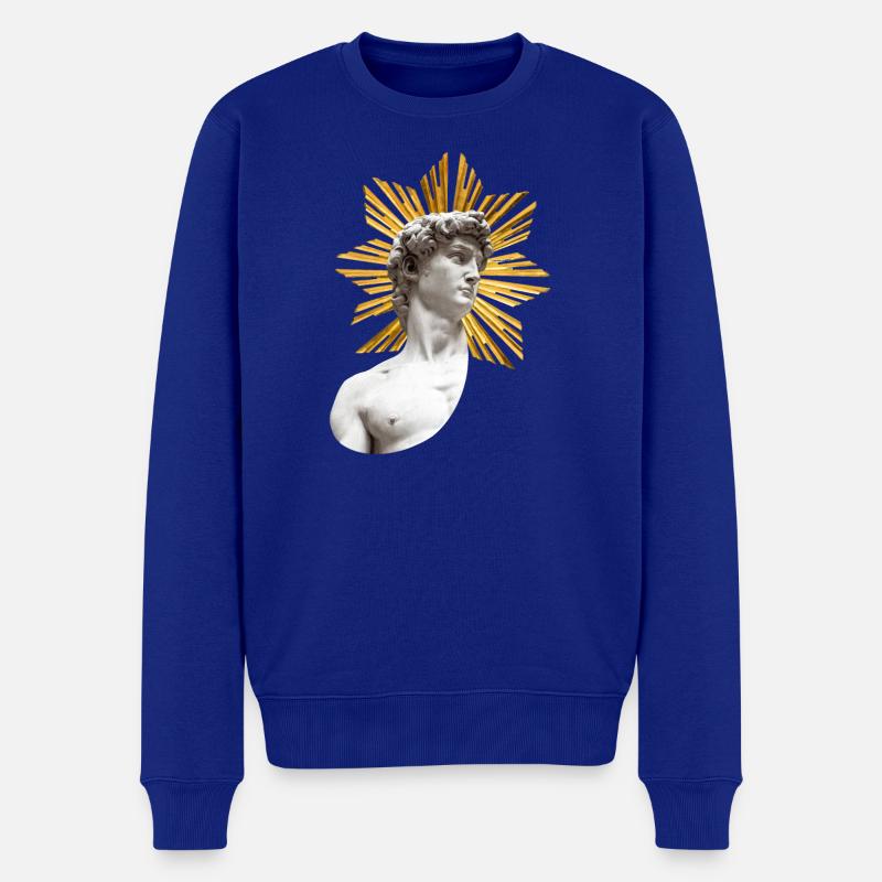 | David avec Halo Michel-ange - Pull Premium bio Homme - bleu roi