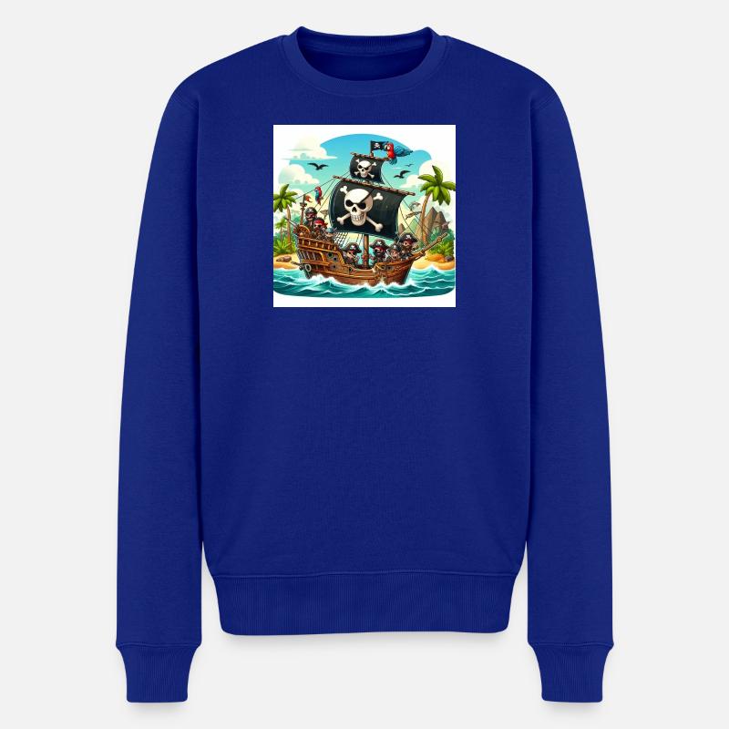 Piratenschiff auf hoher See - Männer Premium Bio Pullover - Royalblau