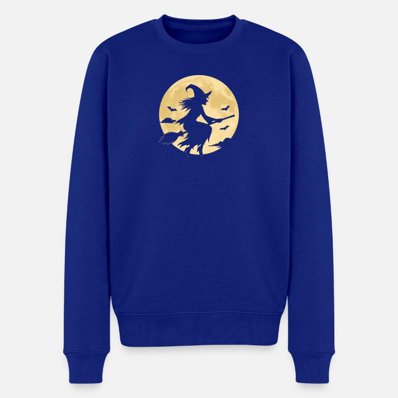 Mondschein Hexe auf Besen - Männer Premium Bio Pullover - Royalblau