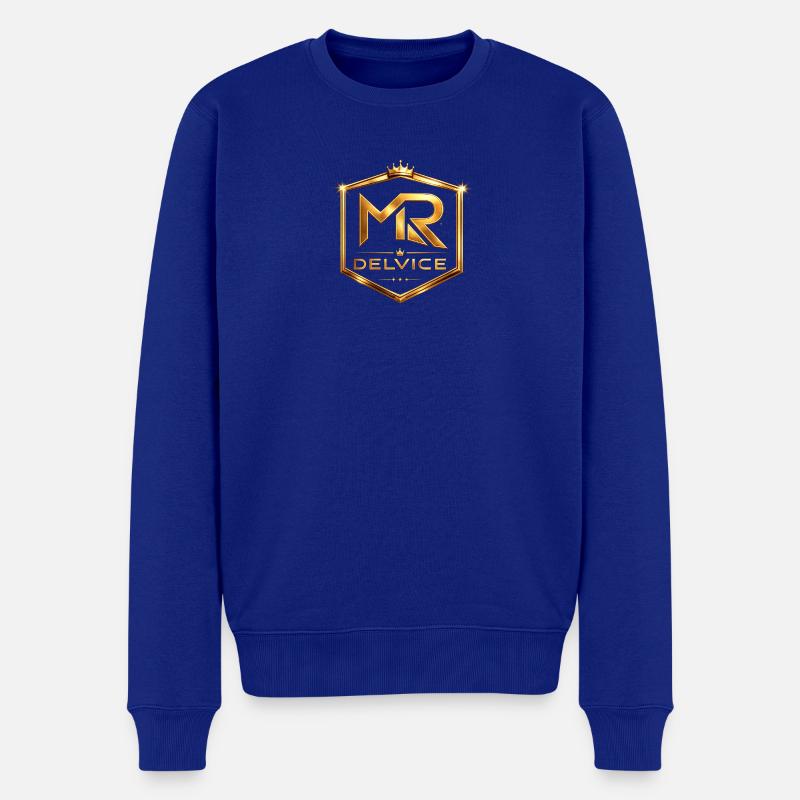 Emblème doré MR Delvice - Pull Premium bio Homme - bleu roi