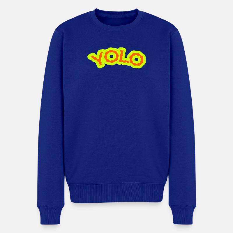YOLO Neon Limette Psychedelisch - Männer Premium Bio Pullover - Royalblau