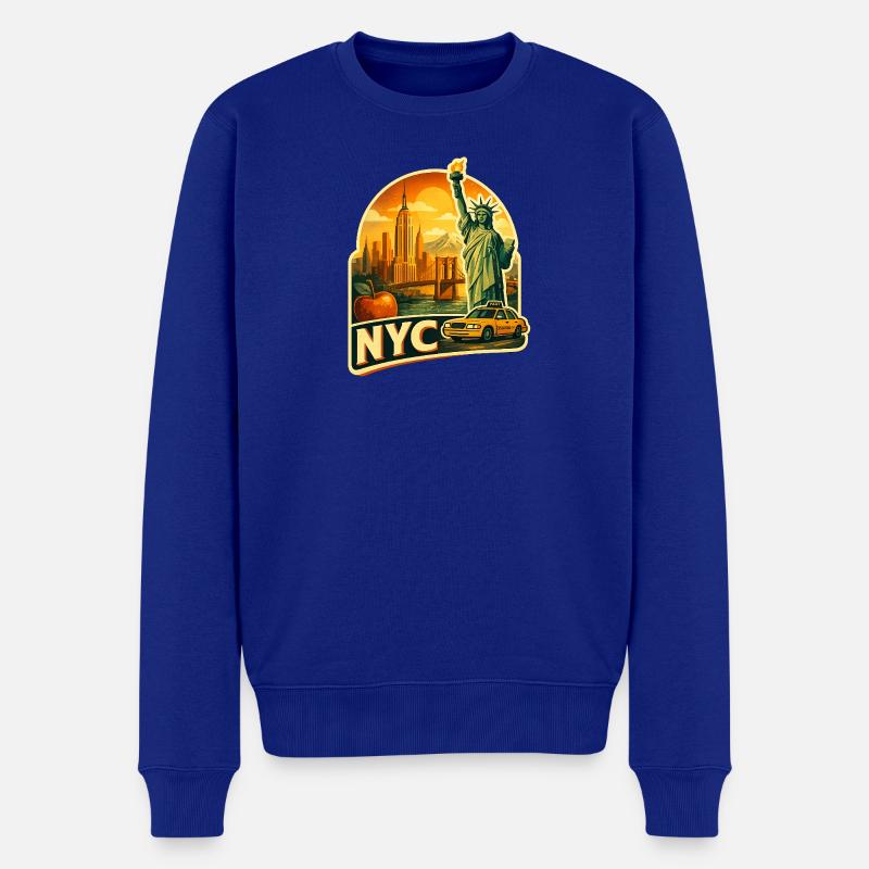 Retro NYC Skyline-Aufkleber - Männer Premium Bio Pullover - Royalblau