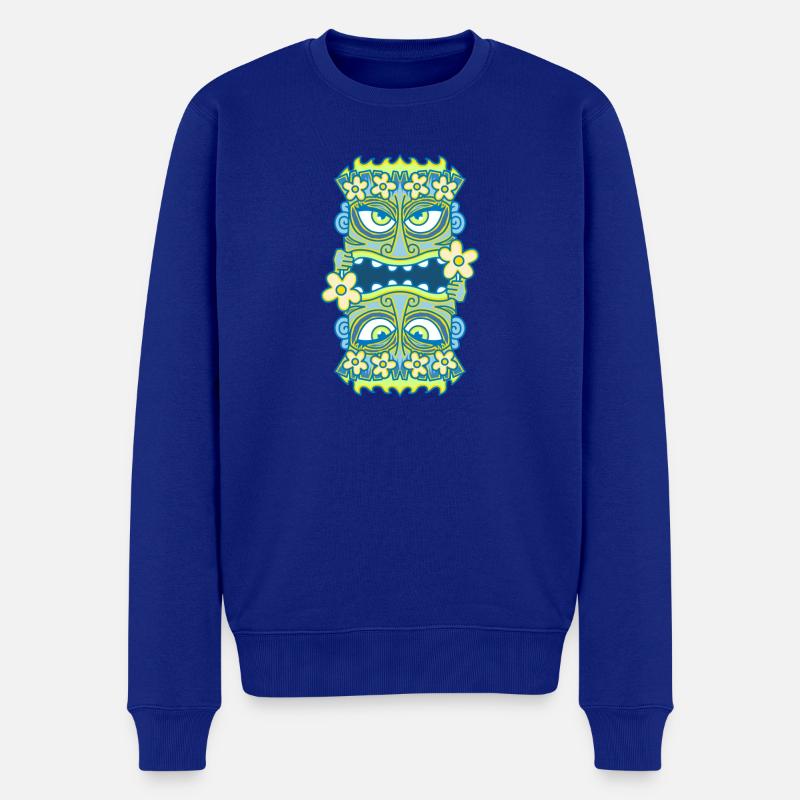 Blaue Tiki Queen - Blumen - Männer Premium Bio Pullover - Royalblau