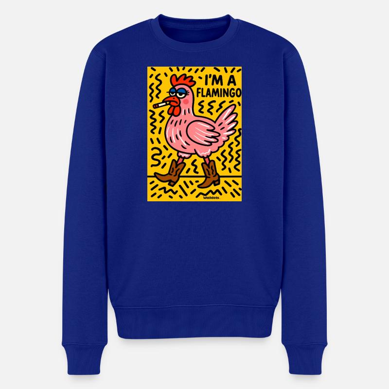 Rebellischer Flamingo mit Zigarre - Männer Premium Bio Pullover - Royalblau