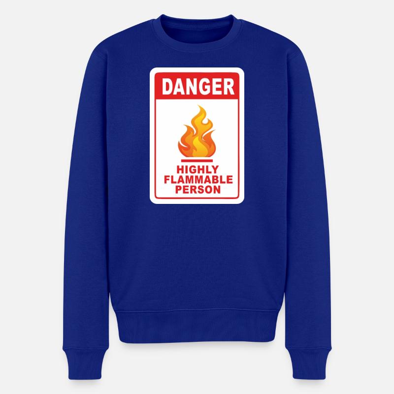 Gefahr Leicht entzündliche Person - Männer Premium Bio Pullover - Royalblau