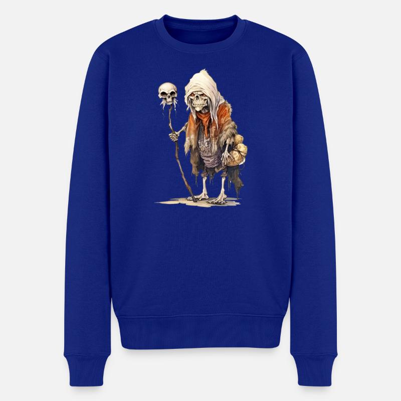 Knochiger Magier mit Schädelstab – Fantasy - Männer Premium Bio Pullover - Royalblau