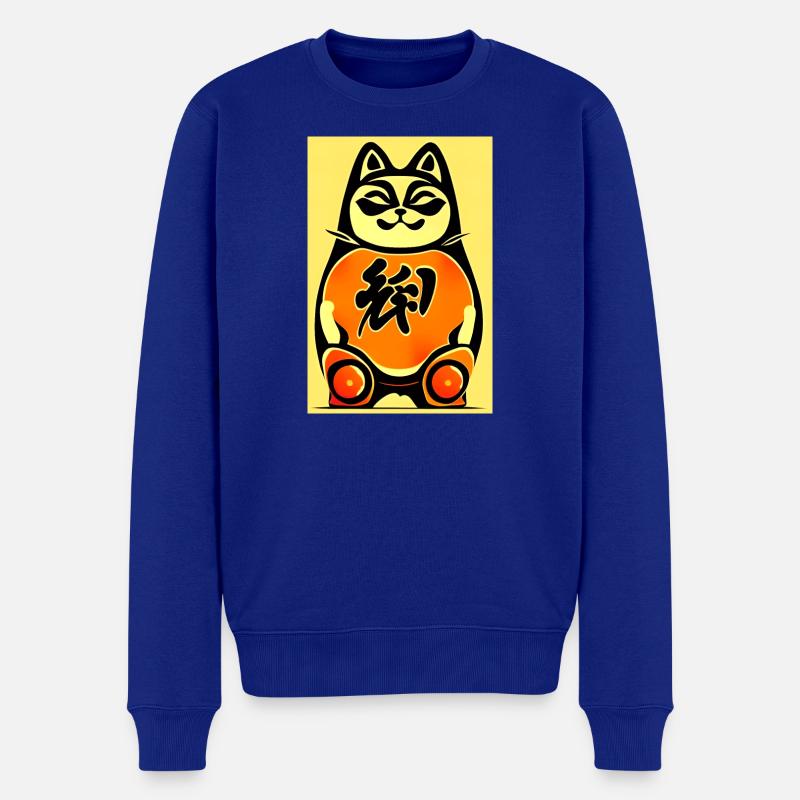 Maneki neko 4 - Pull Premium bio Homme - bleu roi