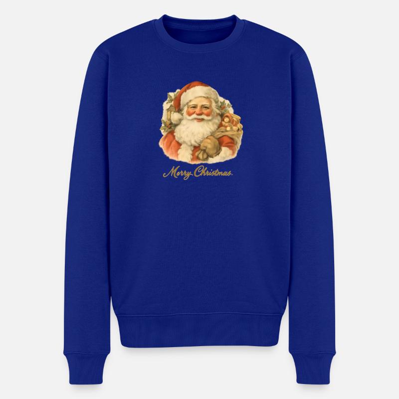 Weihnachtsmann mit Teddybär - Männer Premium Bio Pullover - Royalblau