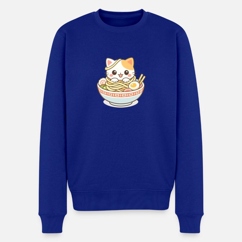 Kawaii Katze Ramen Nudeln Anime - Männer Premium Bio Pullover - Royalblau