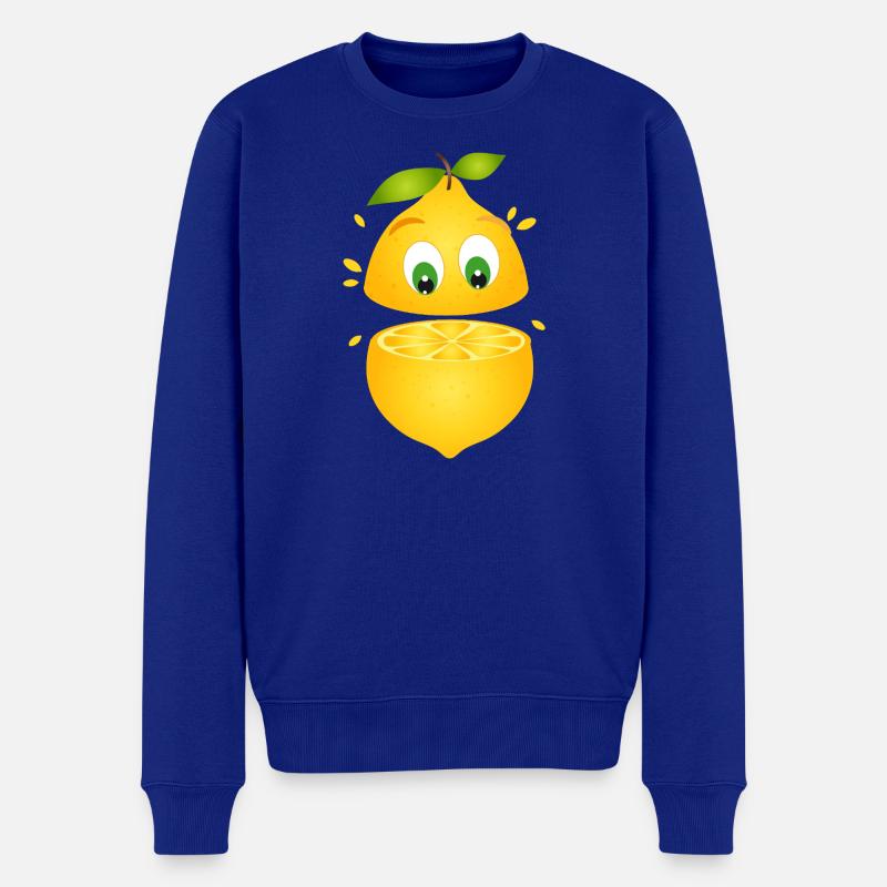 Überraschte Zitrone – Fruchtiger Comicspaß - Männer Premium Bio Pullover - Royalblau