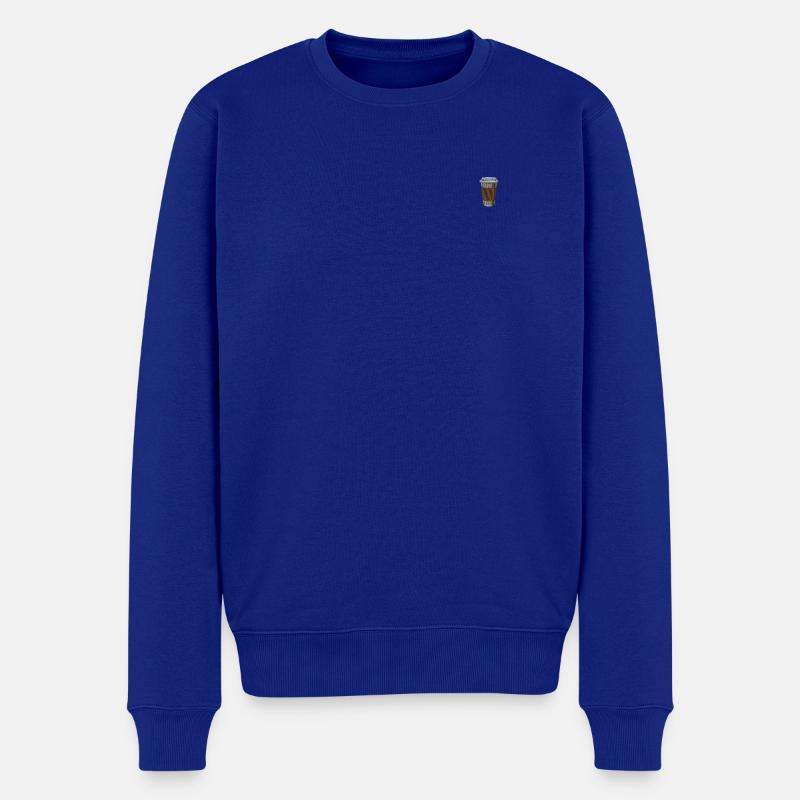 Kaffeebecher bestickt - Männer Premium Bio Pullover - Royalblau