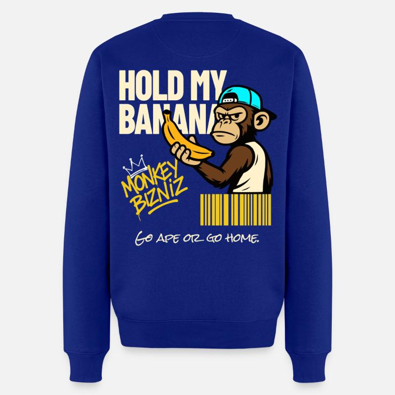Monkey Banan Humor Design - Männer Premium Bio Pullover - Royalblau