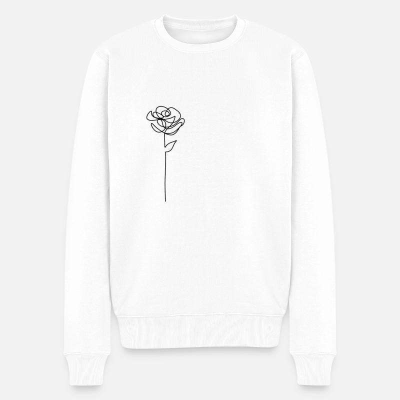 Dessin au trait Line art rose - Pull Premium bio Homme - blanc