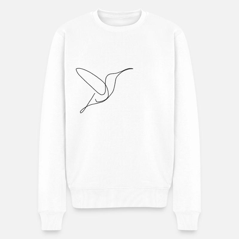 Strichgrafikvogel - Männer Premium Bio Pullover - Weiß