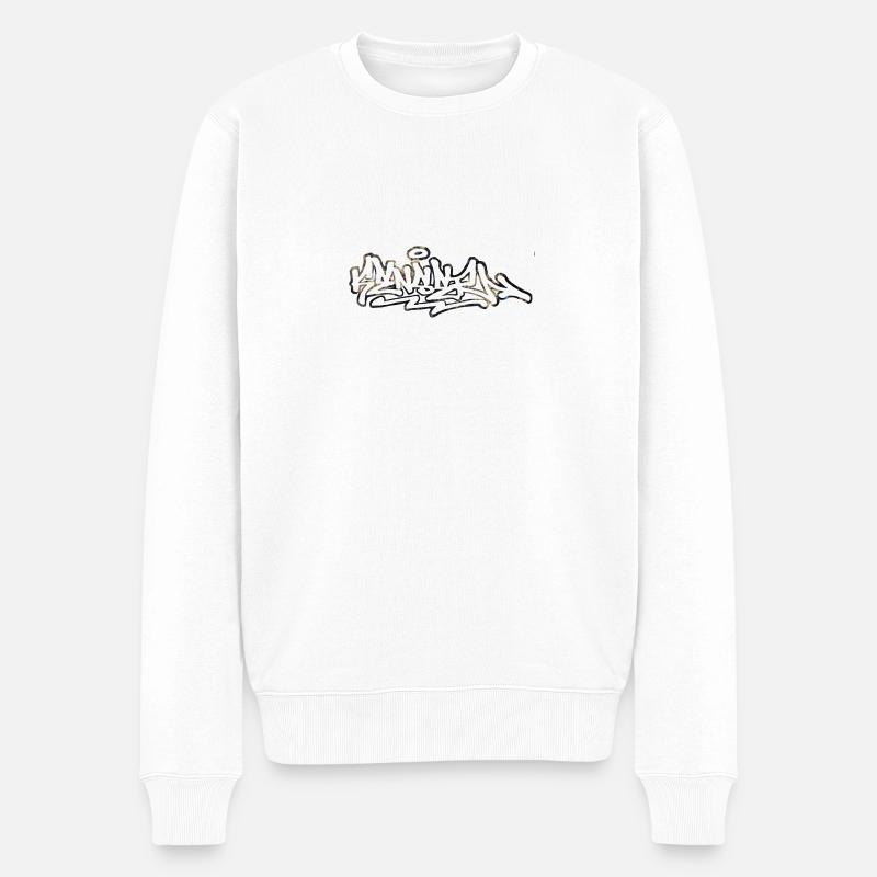 "KENSER" Transparent Graffiti - Männer Premium Bio Pullover - Weiß