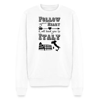 Heart leads you to Italy Italien Geschenk - Männer Premium Bio Pullover - Weiß - Vorne - Thijin (182cm)