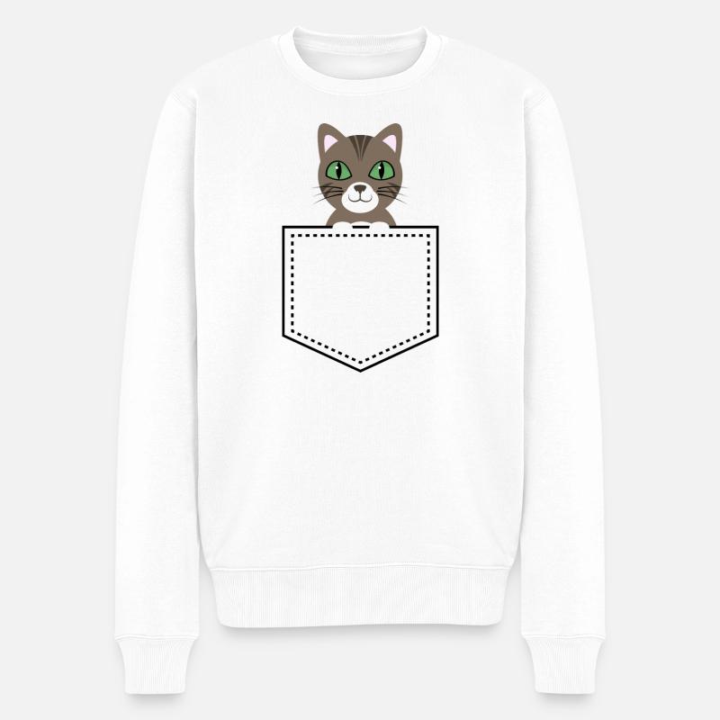 Taschentier Katze braun getigert - Männer Premium Bio Pullover - Weiß