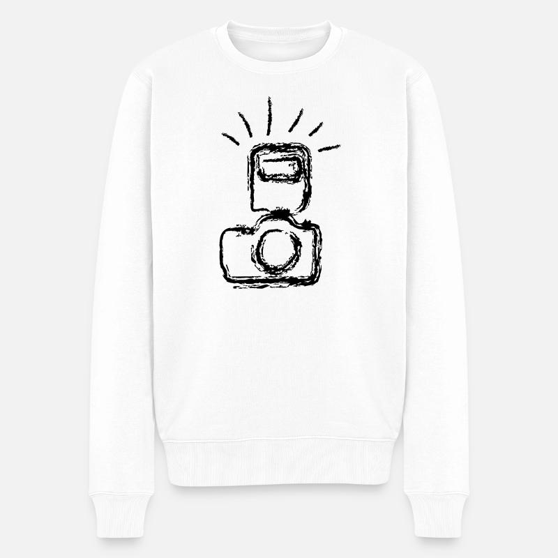Fotokamera - Männer Premium Bio Pullover - Weiß