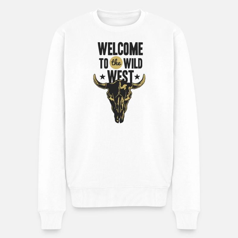 Wilde Westen Western - Männer Premium Bio Pullover - Weiß