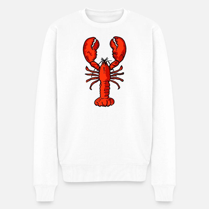 Lobster red - Männer Premium Bio Pullover - Weiß