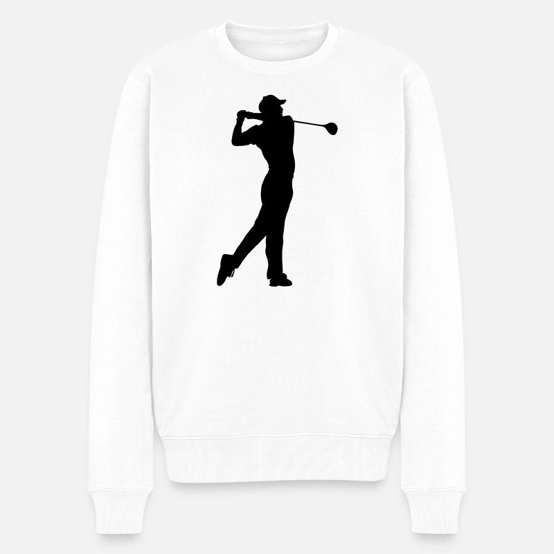 Schattenbild des Golfspielers - Männer Premium Bio Pullover - Weiß