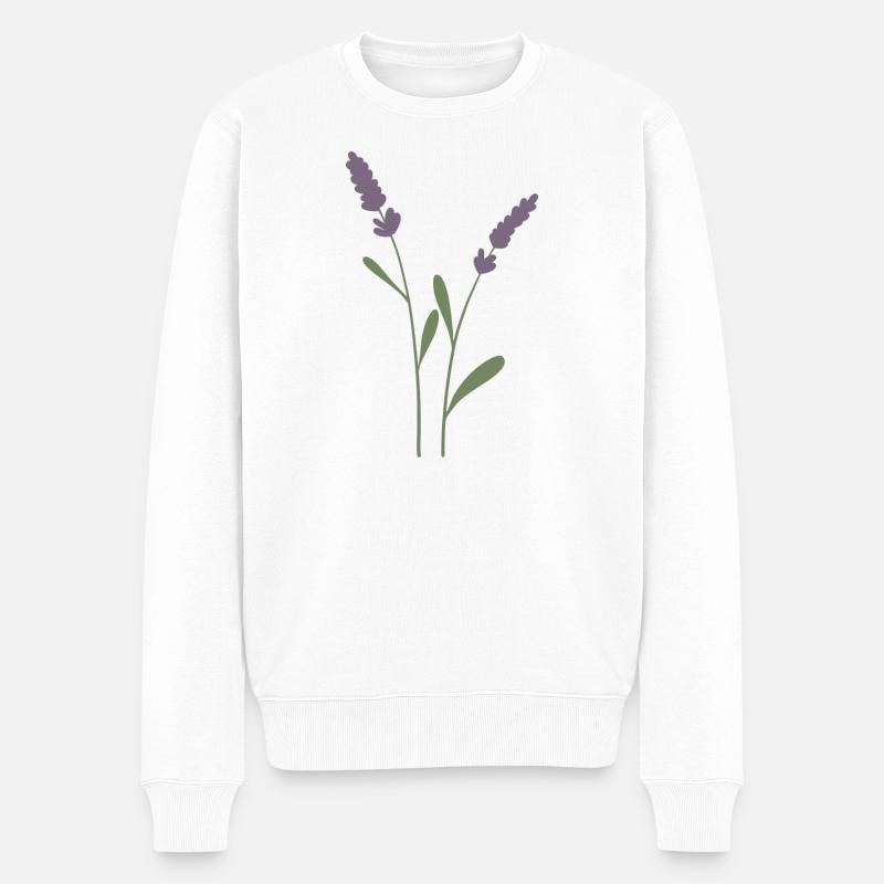 Lavendel - Männer Premium Bio Pullover - Weiß