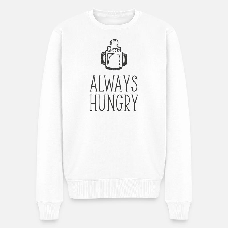 Always Hungry Flasche 2 - Männer Premium Bio Pullover - Weiß