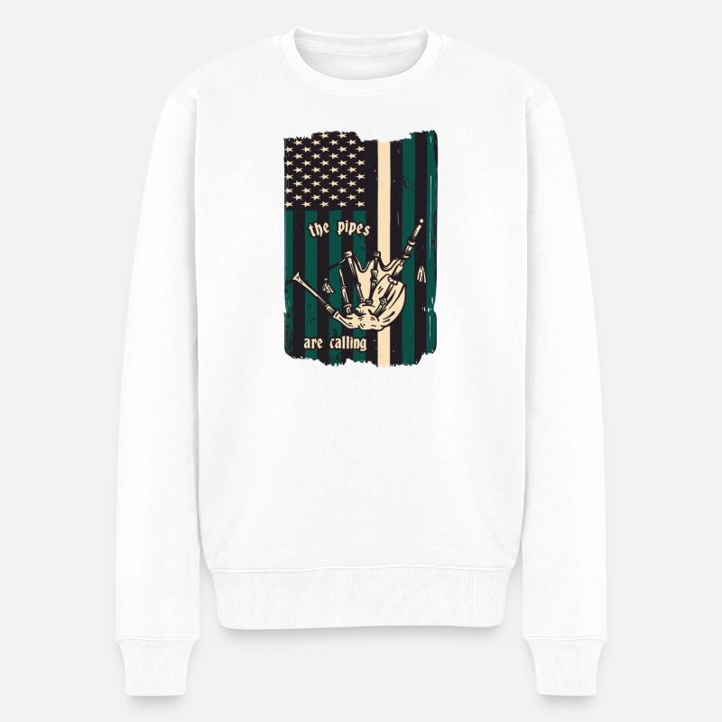 Dudelsack Spieler - Männer Premium Bio Pullover - Weiß