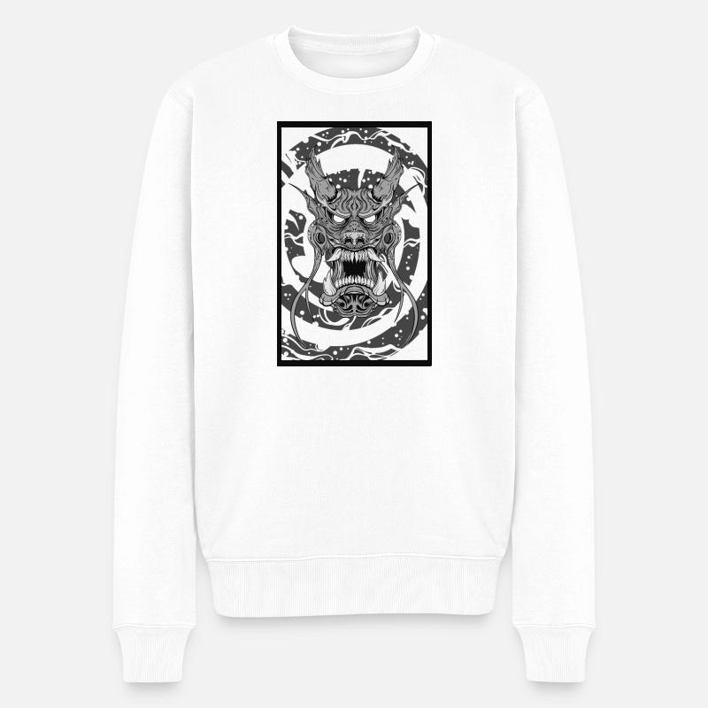 Mystic Demon - Männer Premium Bio Pullover - Weiß