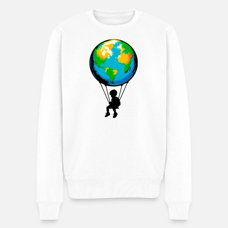 Planet Erde - Männer Premium Bio Pullover - Weiß