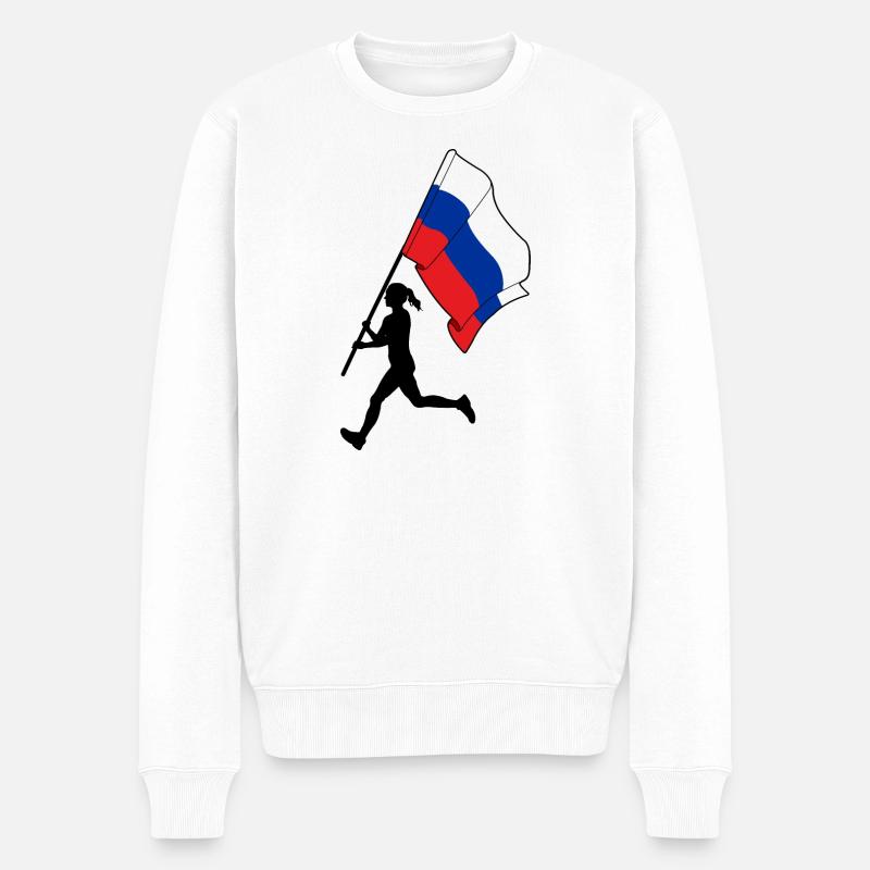 Drapeau Russie femme course - Pull Premium bio Homme - blanc