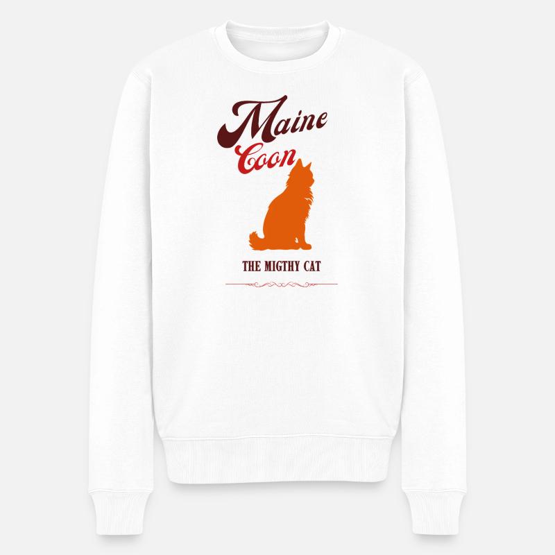 Retro Karamell Maine Coon Katze - Männer Premium Bio Pullover - Weiß