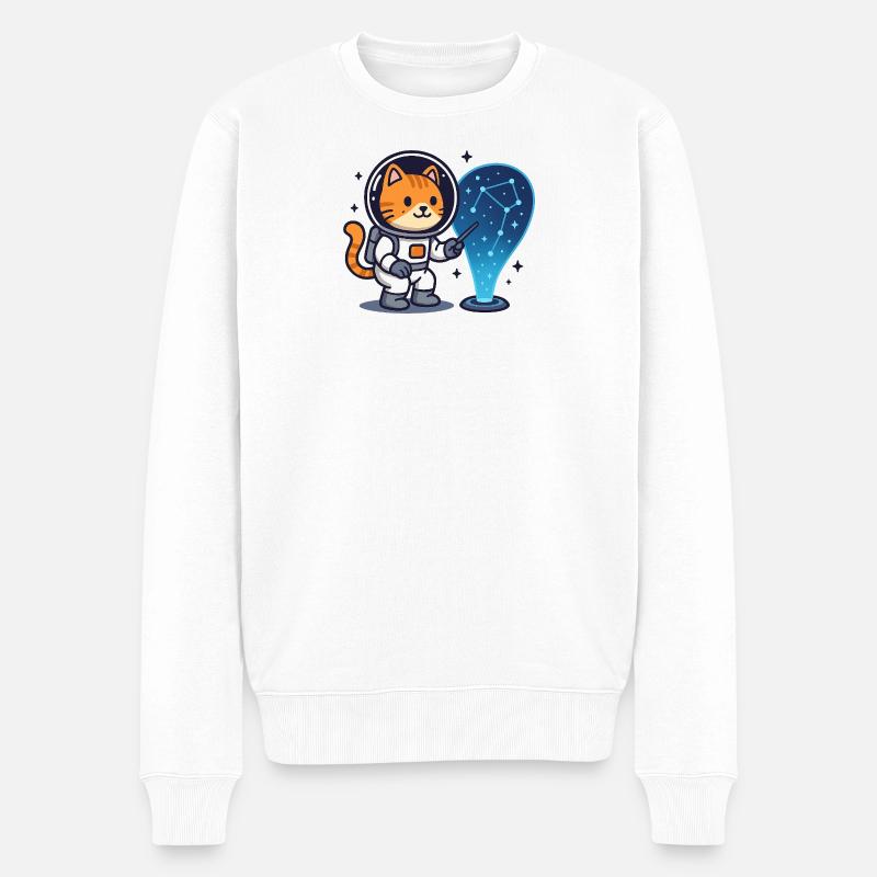Space Cat Constellation – Kawaii - Männer Premium Bio Pullover - Weiß