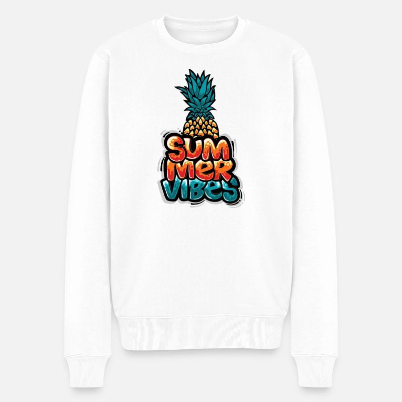 Summer Vibes Pineapple Design - Pull Premium bio Homme - blanc