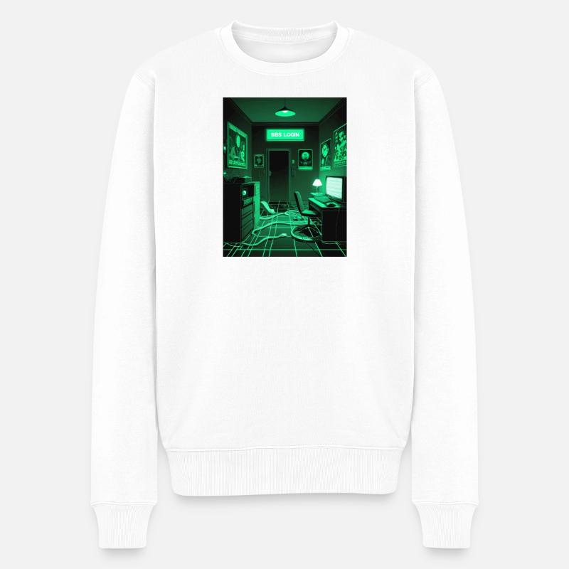Neon Cyberpunk Gaming Raum - Männer Premium Bio Pullover - Weiß