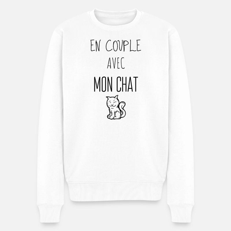 in einer Beziehung mit meiner Katze - Männer Premium Bio Pullover - Weiß