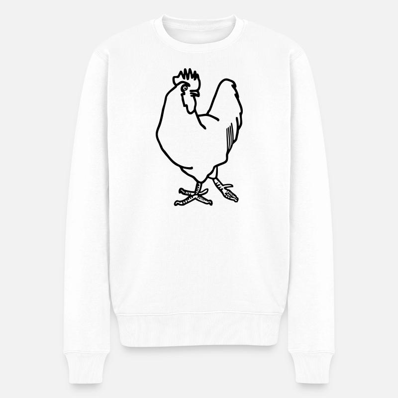 Hahn - Männer Premium Bio Pullover - Weiß