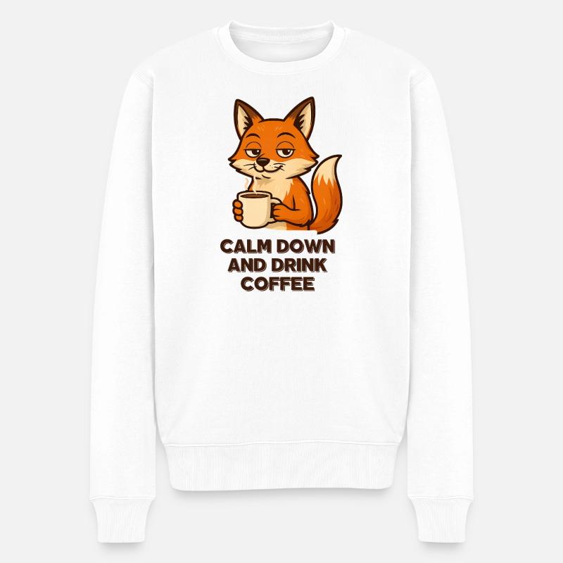 Kaffee Fuchs Chillmodus Espresso Design Tiere - Männer Premium Bio Pullover - Weiß
