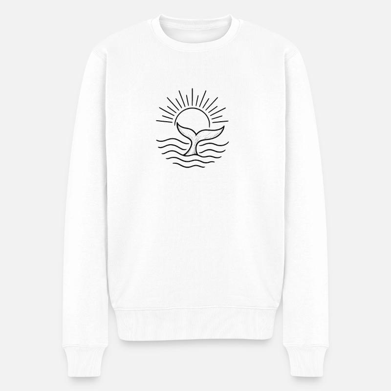 Wal - Männer Premium Bio Pullover - Weiß