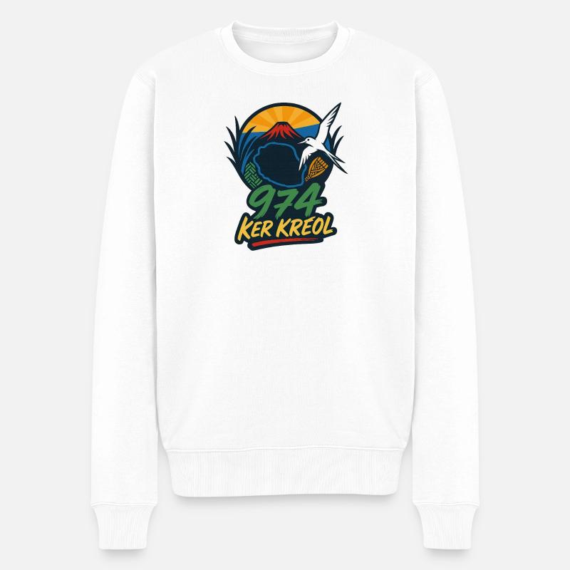 Ker Kreol 974 Island emblematique 01 - Pull Premium bio Homme - blanc