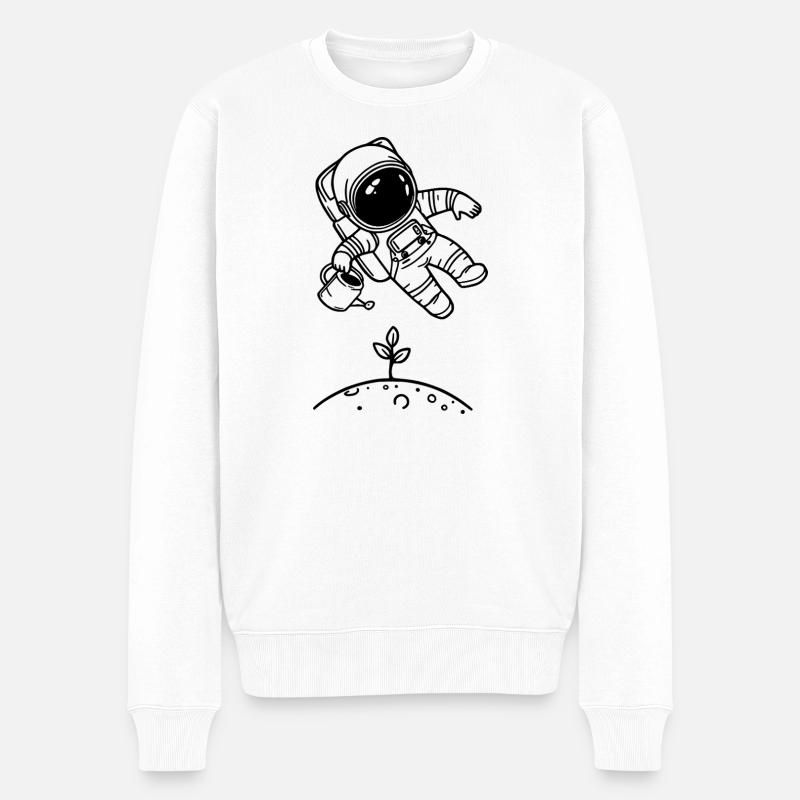 Astronauten-Gartenarbeit, Weltraumkunst, Garten - Männer Premium Bio Pullover - Weiß