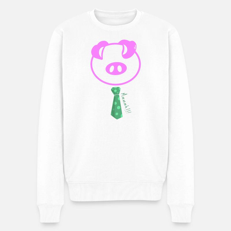 Mmmmhh! Das Pop-Krawatte-Schwein - Männer Premium Bio Pullover - Weiß