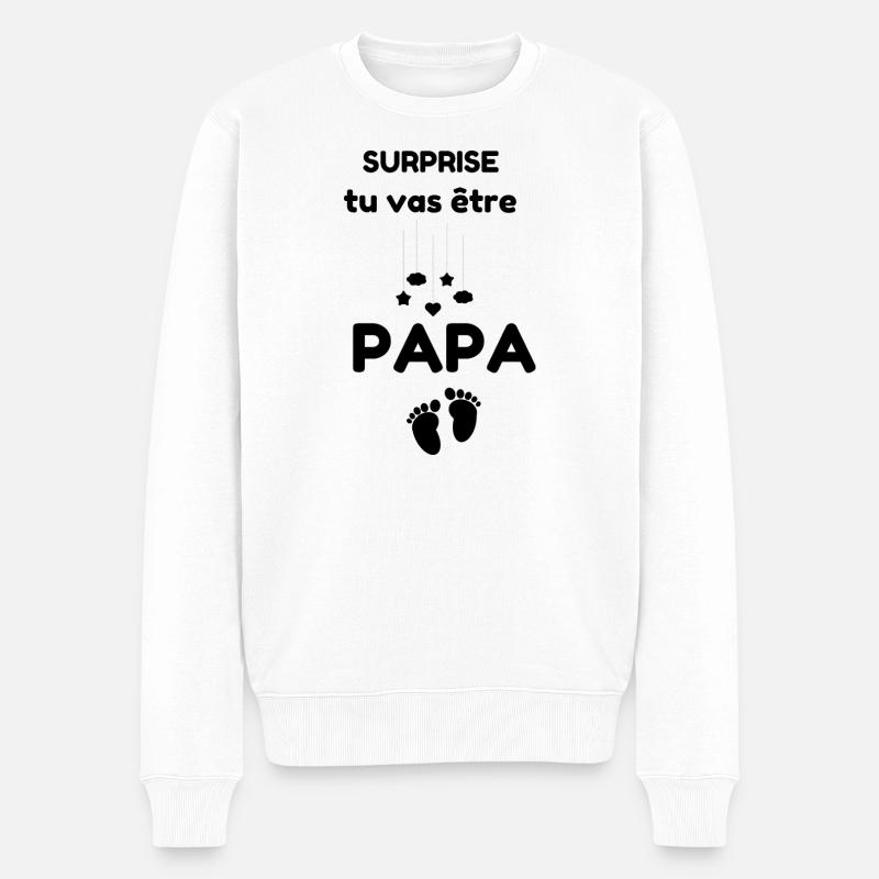 ÜBERRASCHUNG, du wirst ein VATER - Männer Premium Bio Pullover - Weiß