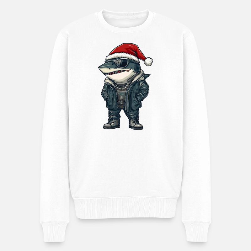 Hai Weihnachten Winter - Männer Premium Bio Pullover - Weiß